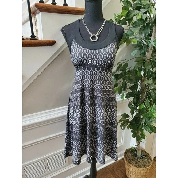 Prana Women's Black/White Scoop Neck Dress S - Picture 12 of 12